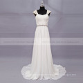 Classical Sweet Heart Beaded Cap Sleeve Key Hole Back Chiffon Wedding Dress